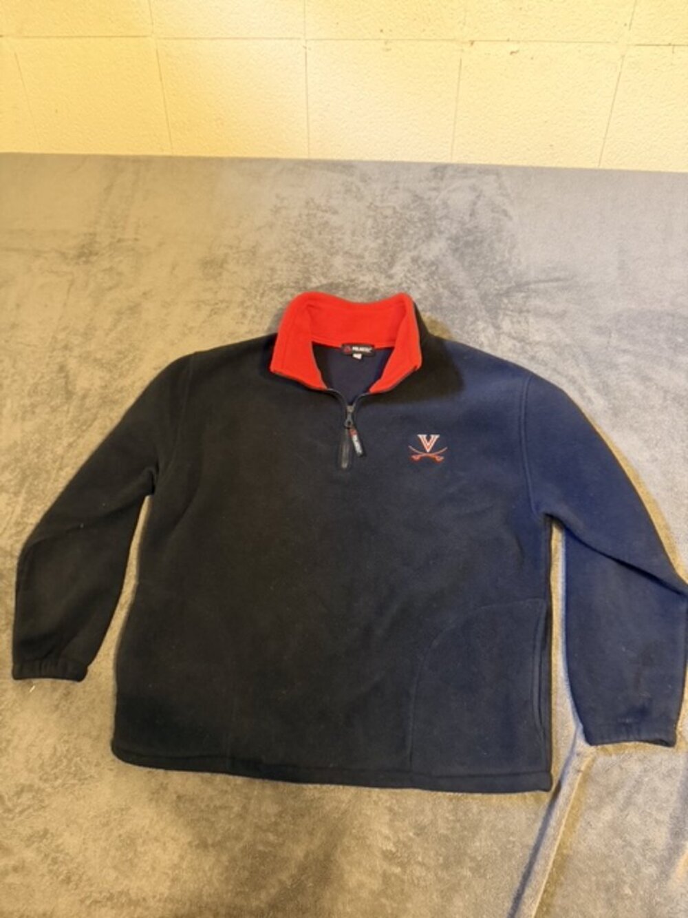Virginia Cavaliers Fleece Quarter Zip Navy Mens Large